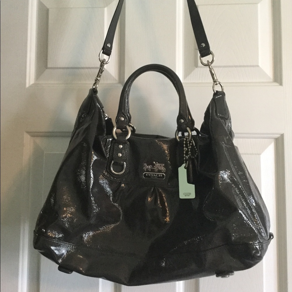 Coach grey leather shoulder bag, GUC